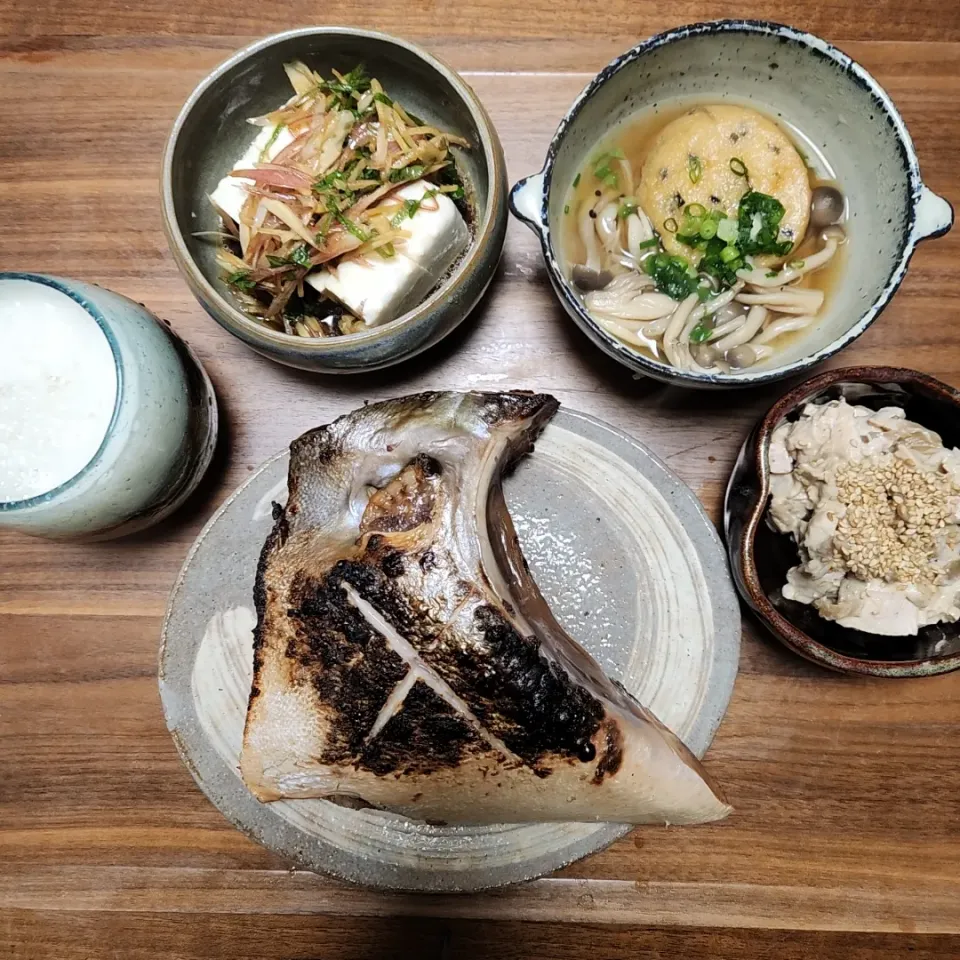 鰤カマの漬け焼き
がんもどきとしめじの煮物
鶏搾菜
薬味奴|noccoさん