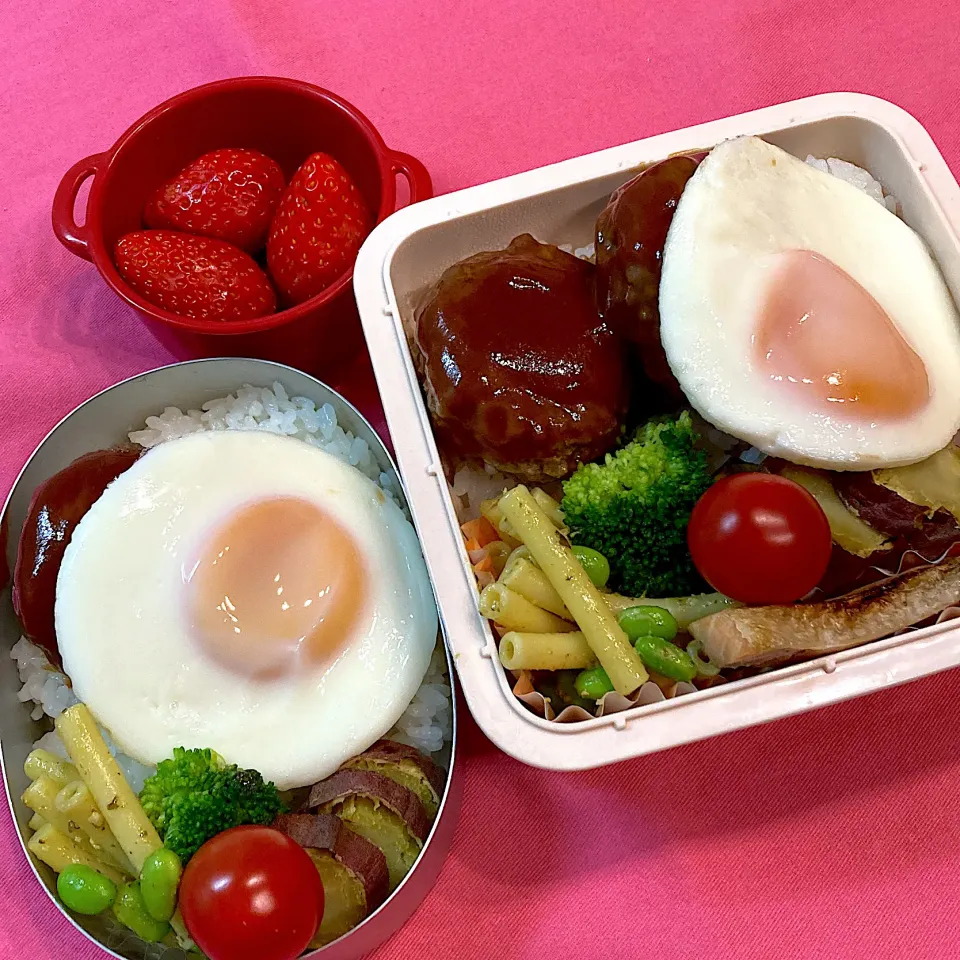 Snapdishの料理写真:目玉焼きハンバーグ弁当|R☆Mさん