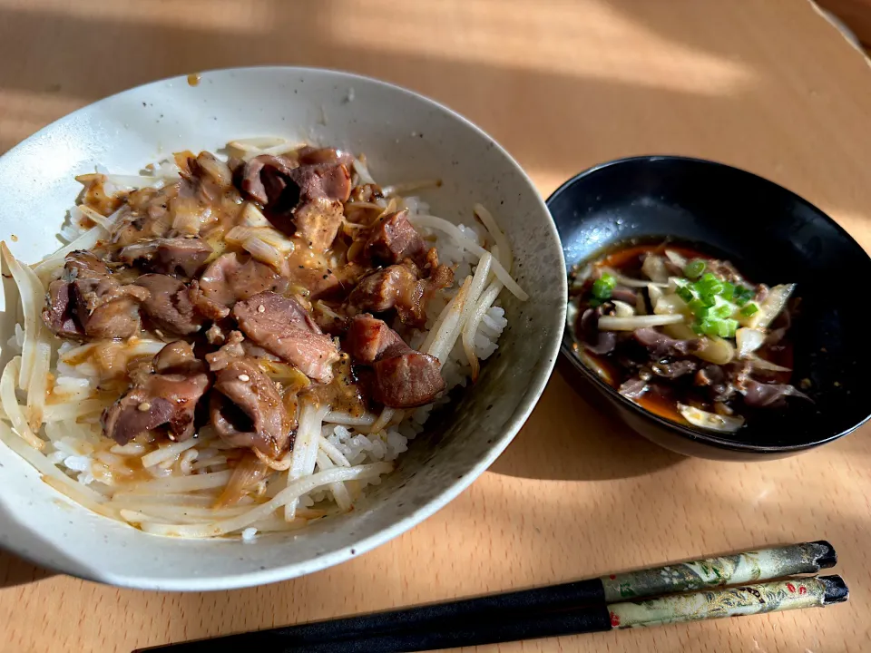 Snapdishの料理写真:砂肝のネギ塩丼&砂肝ポン酢|G0MAさん