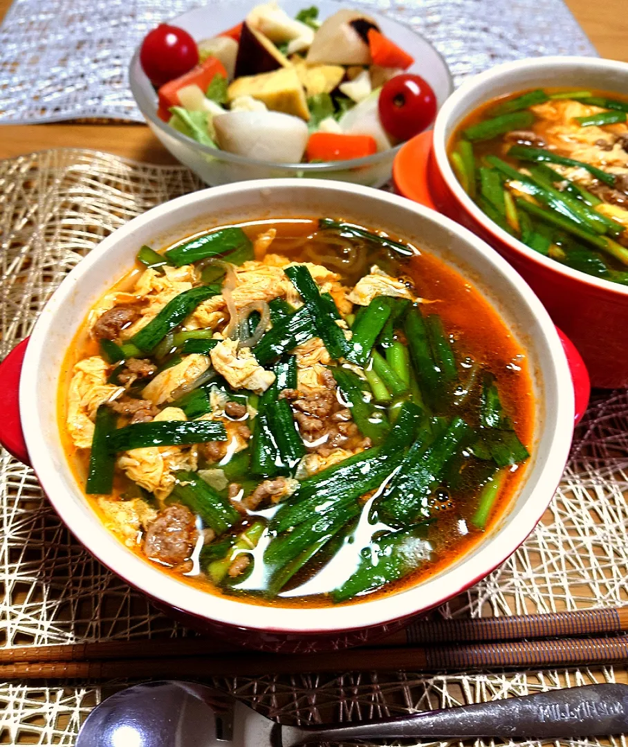 きねうち麺で辛麺|ごはんきろくさん