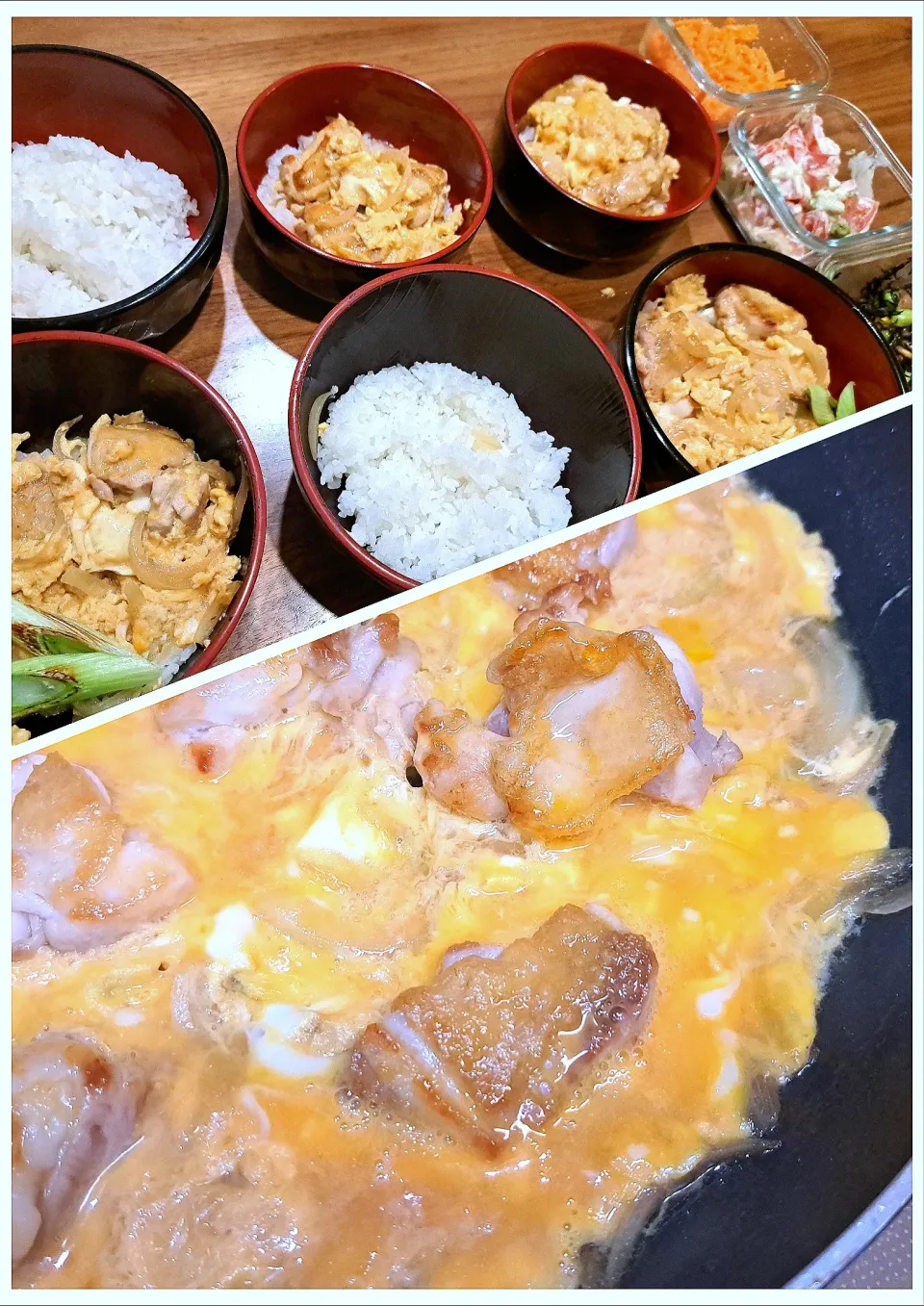 親子丼　大根わかめのすまし汁　残り物|m aさん