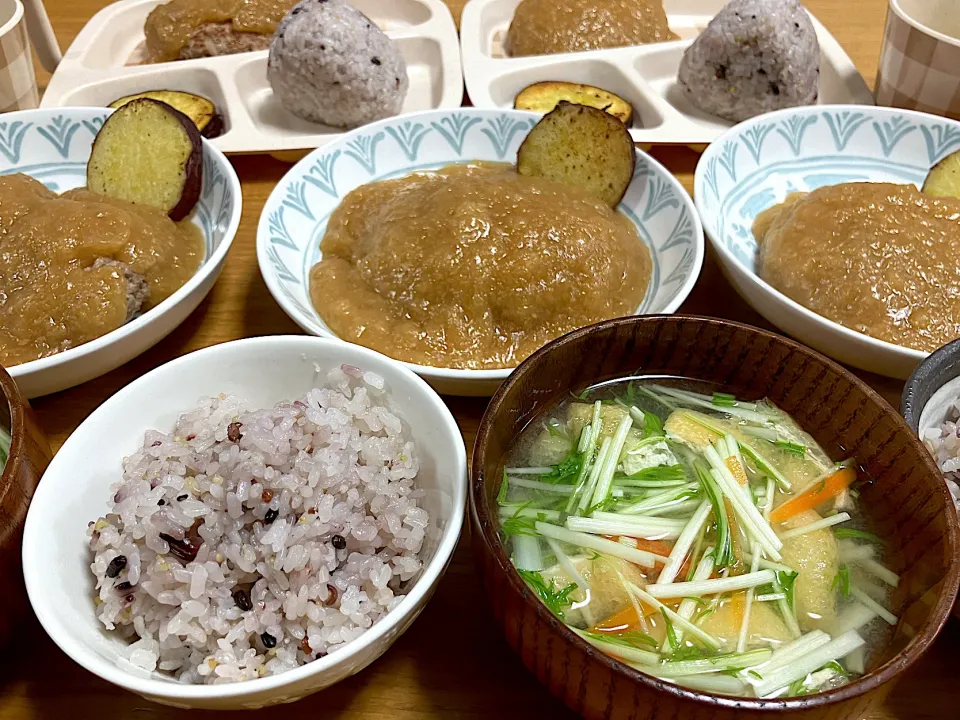 Snapdishの料理写真:＊和風おろしだれハンバーグの夕飯＊|＊抹茶＊さん