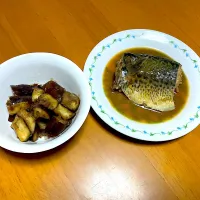 Snapdishの料理写真:サバの味噌煮と茄子の味ぽん和え|猫村らぶら𐩢𐩺さん