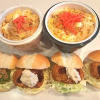 昼弁・カツ丼
中２息子軽食・グラコロバーガー、青椒肉絲バーガー
高３二人の塾弁・グラコロバーガー|Sacchinさん