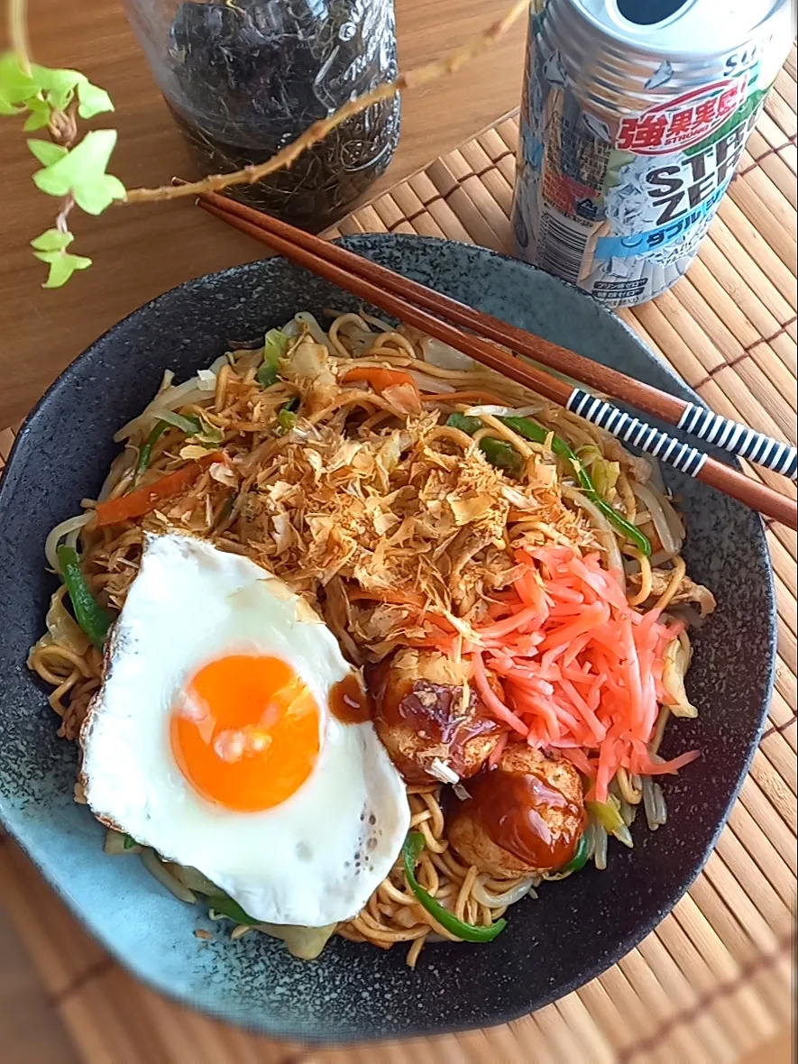 焼きそば＆たこ焼きﾌﾟﾚｰﾄ|まりおさん