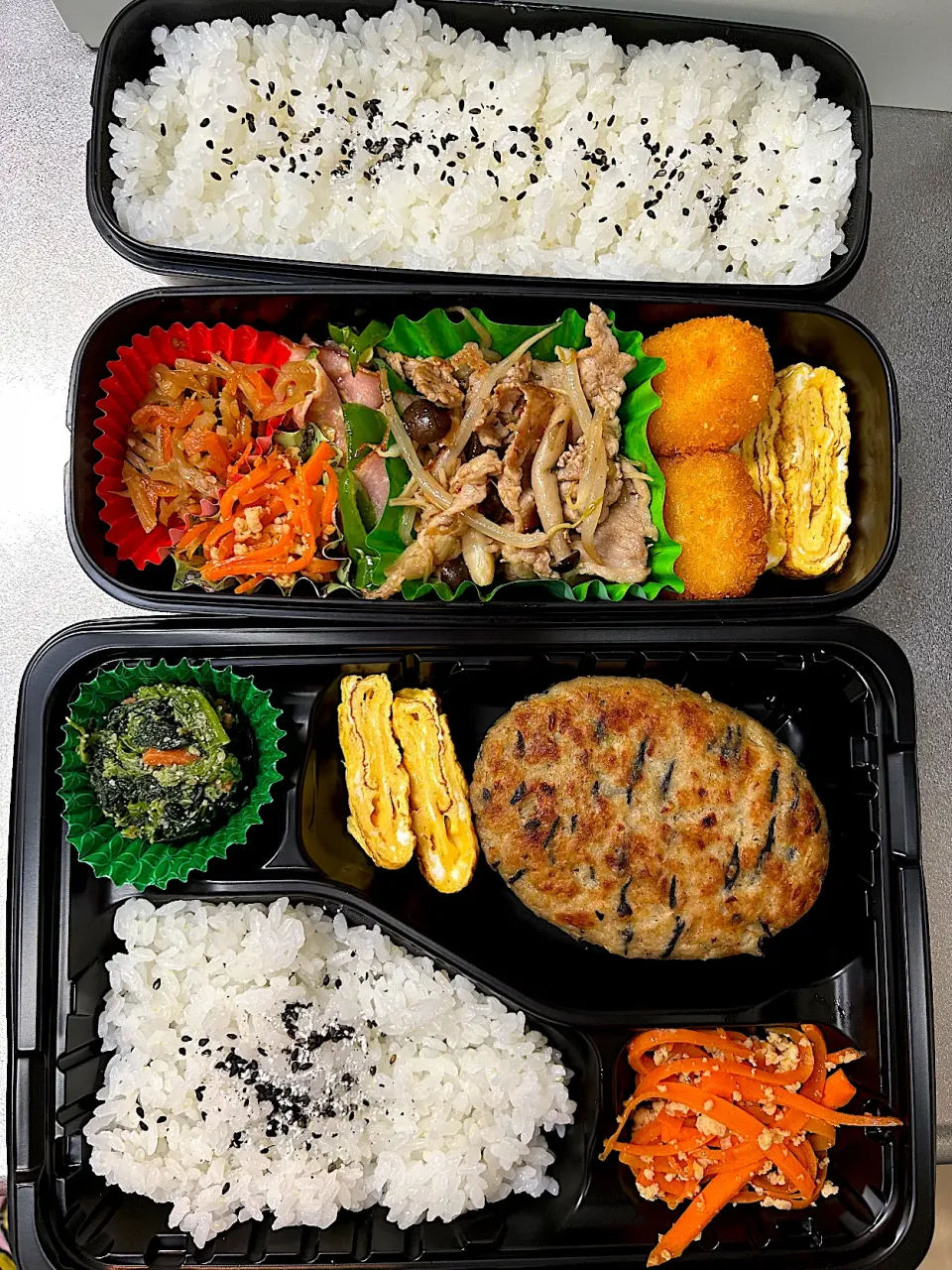 ひじきの豆腐ハンバーグ弁当🍱野菜炒め弁当🍱|きっきー🥰さん