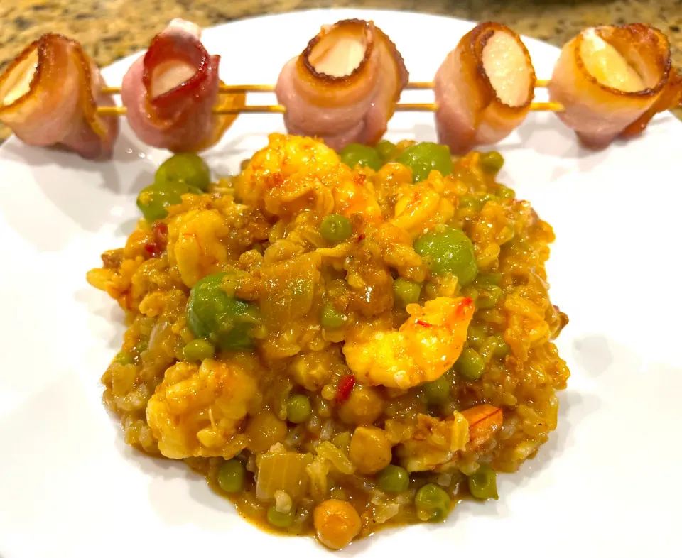 Bacon wrapped scallops and Argentinian shrimp gumbo|Laki Maikaʻiさん