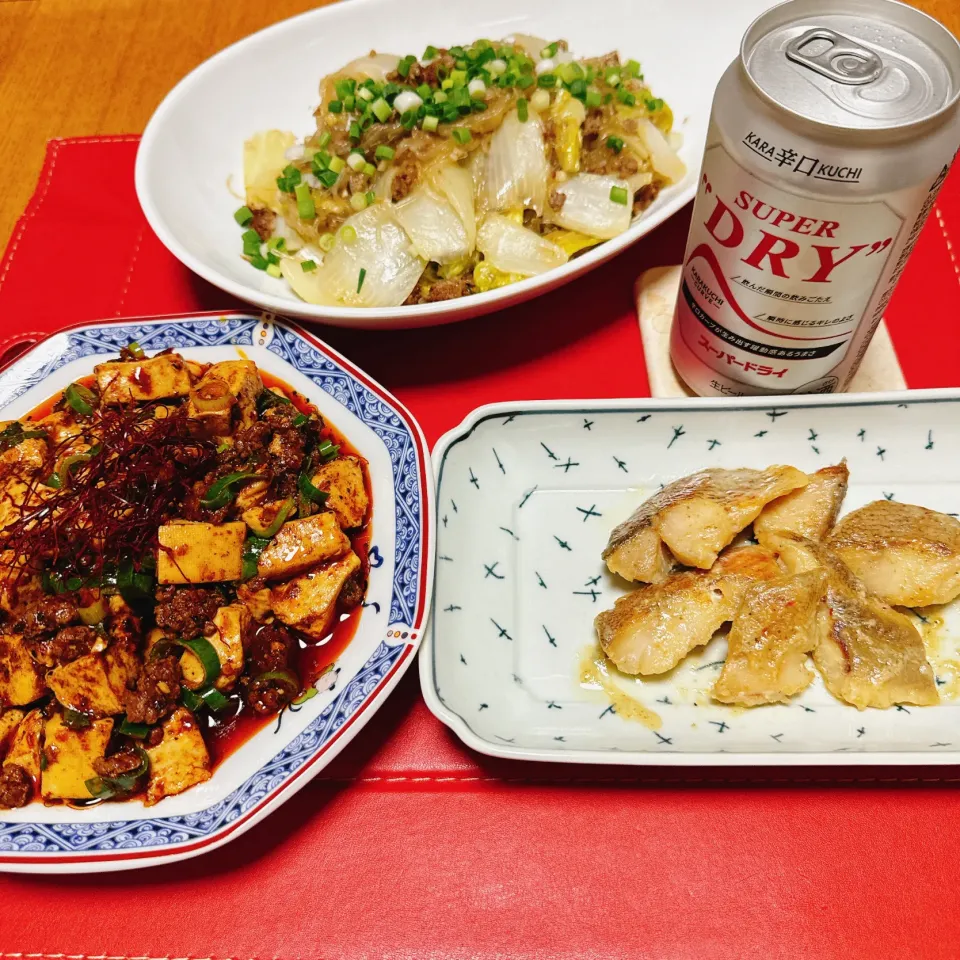 麻婆豆腐
白菜と春雨の煮込み
赤魚のバジルソテー|naoさん