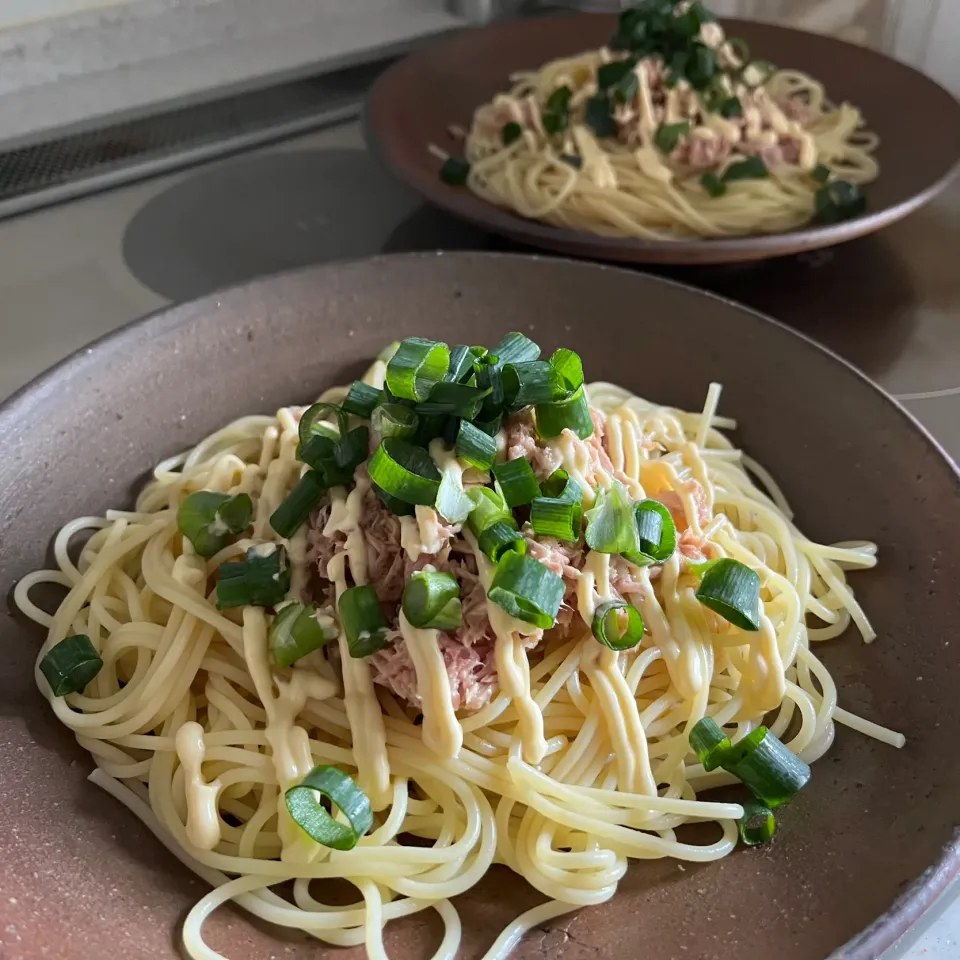 Snapdishの料理写真:ツナマヨポン酢パスタ|sanaeさん