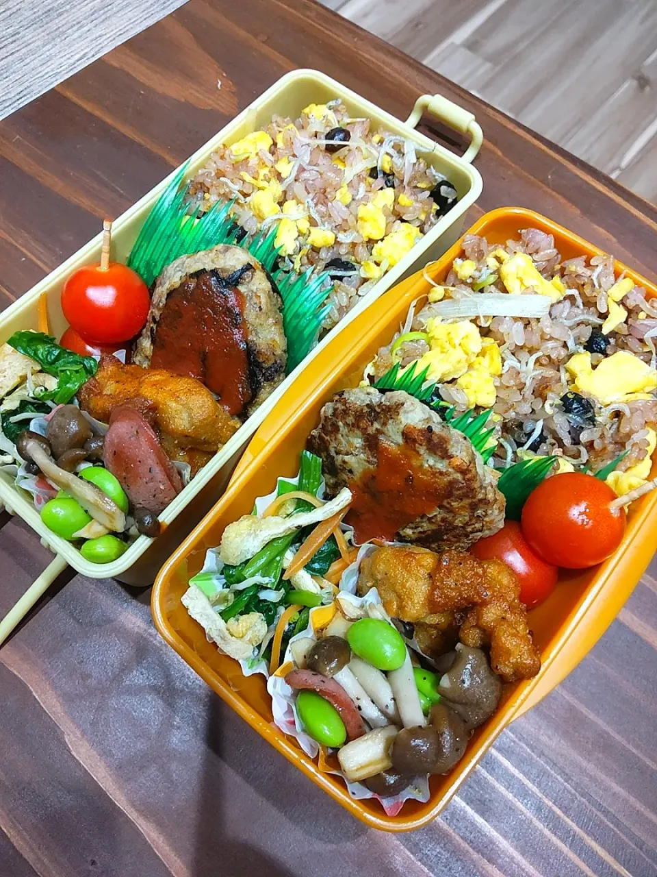 Snapdishの料理写真:豆ご飯チャーハン弁当|こいけさんさん