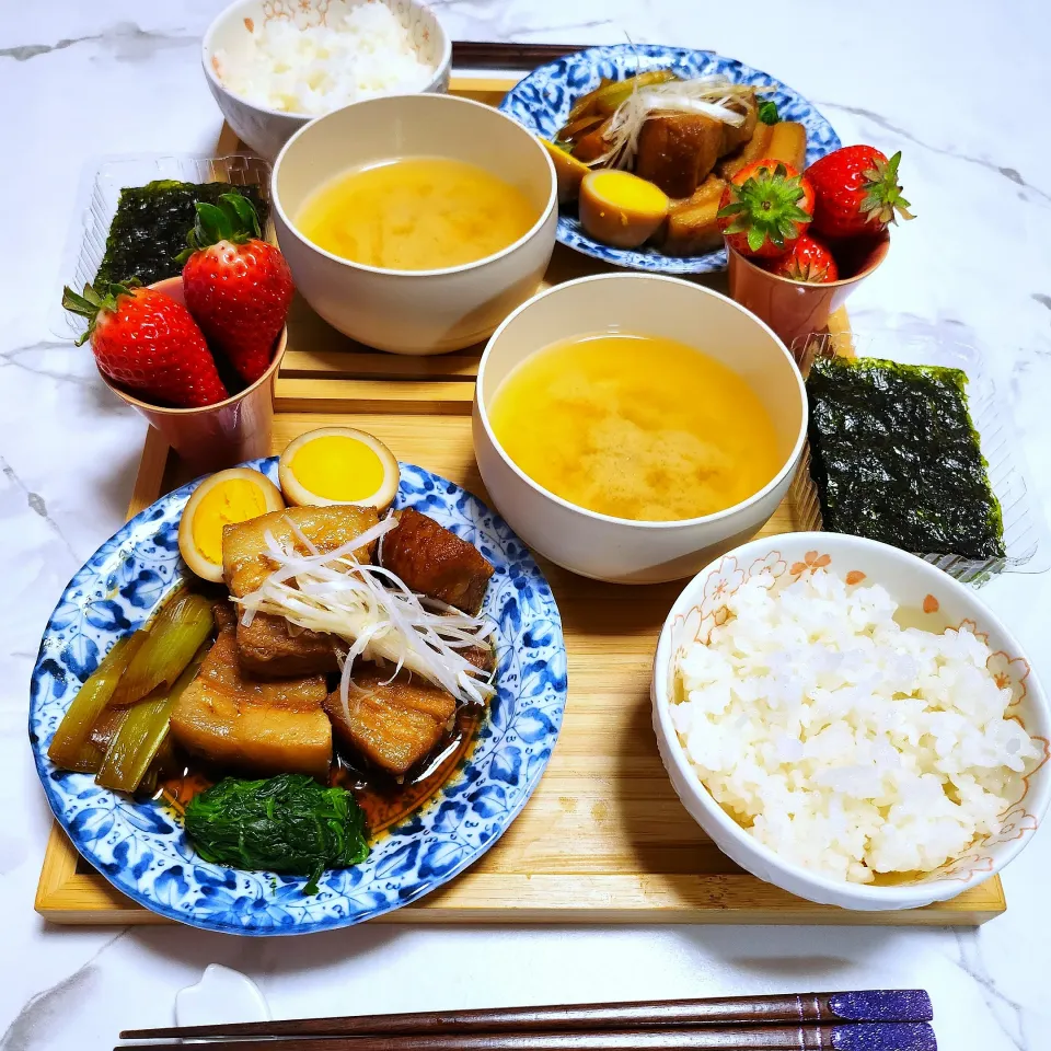 夕ごはん🍚豚の角煮定食|Sakuraさん