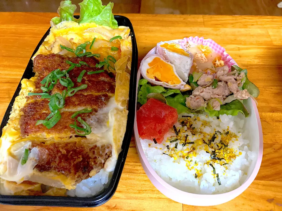 息子用カツ丼&私のある物弁当|ピンキーさん