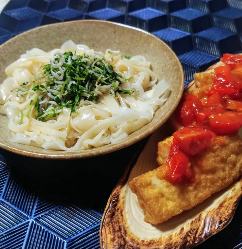 豆苗×しらす稲庭うどん
厚揚素敵🍅南蛮惣酢|マギーさん