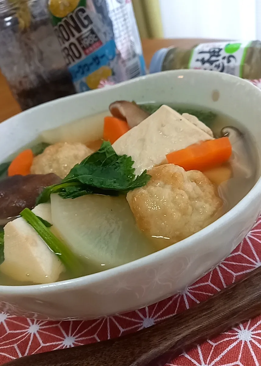 冷凍たこ焼きと豆腐のこれうまｽｰﾌﾟ|まりおさん