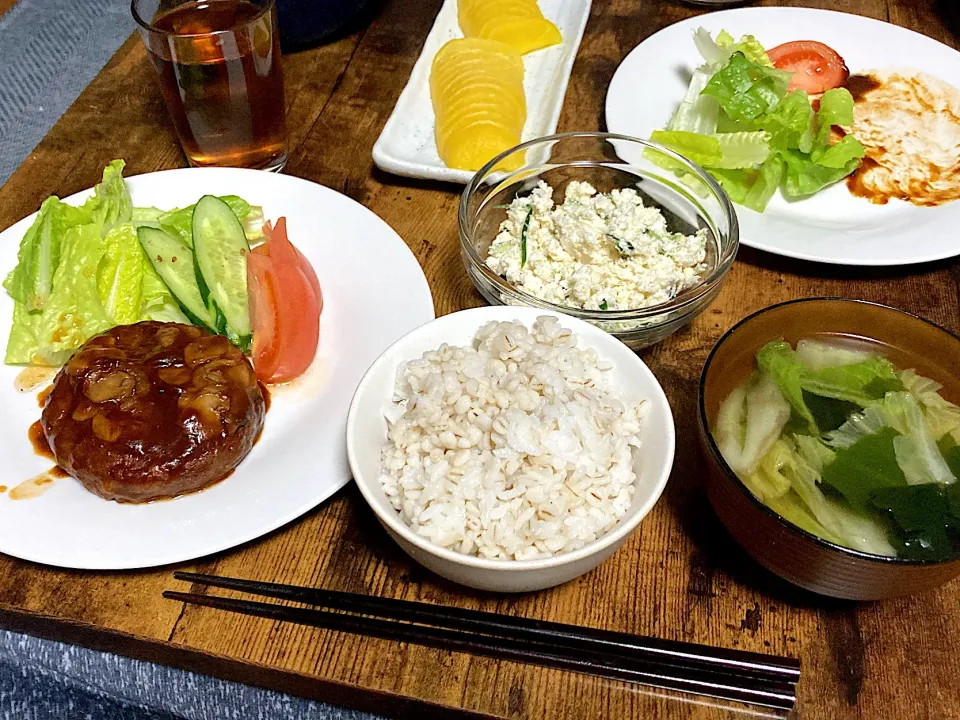 ハンバーグとおからサラダと白菜スープ|しあぺんさん