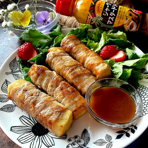 「ジャークマスタードソース」を使ってみたSnapdishの料理・レシピ写真:冷凍豆腐の肉巻きステック