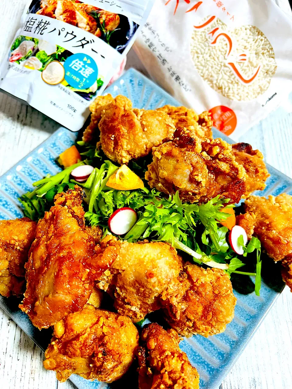 食べ比べ❣️米こうじの塩糀と塩糀パウダーで鶏の塩唐揚げ❣️|🌺🌺Foodie🌺🌺さん