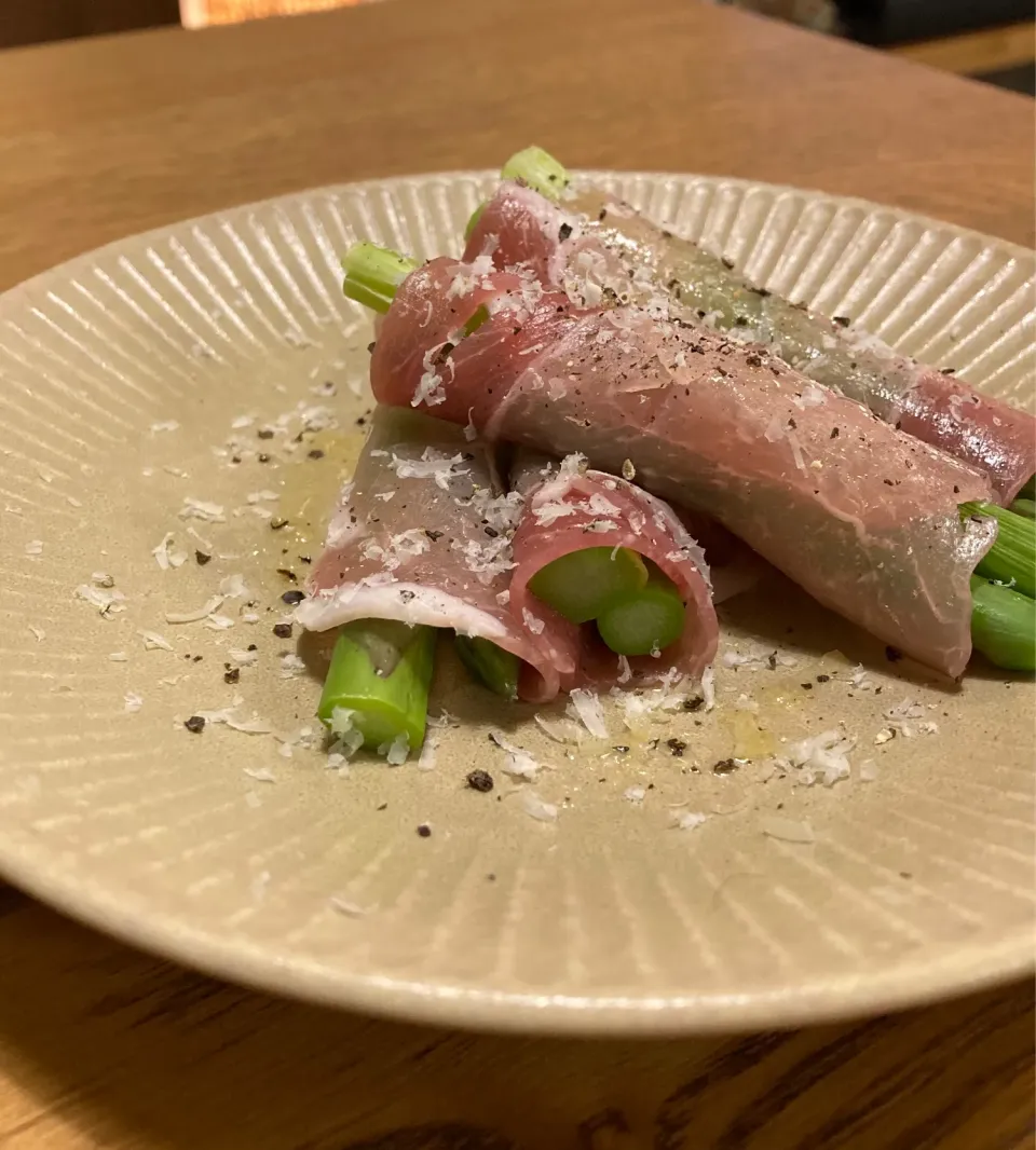 けいこさんの料理 アスパラの生ハム巻きタルタルソース添え|いがをさん