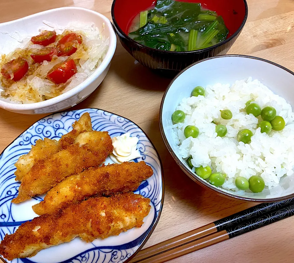 ササミの唐揚げと豆ご飯🐓🫘|かおちゃんさん