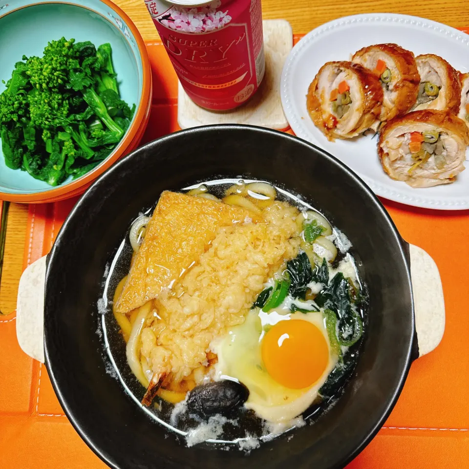 鍋焼きうどん
チキンロール
菜の花のからし和え|naoさん