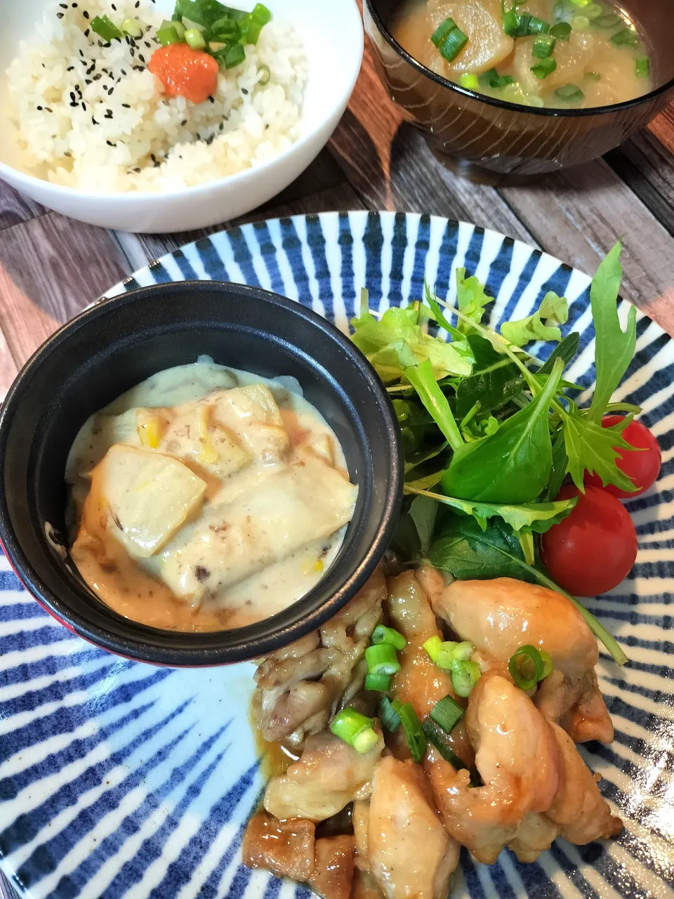 焼き鳥風の照り焼きチキンと白菜とベーコンの味噌クリーム煮|4mamaさん