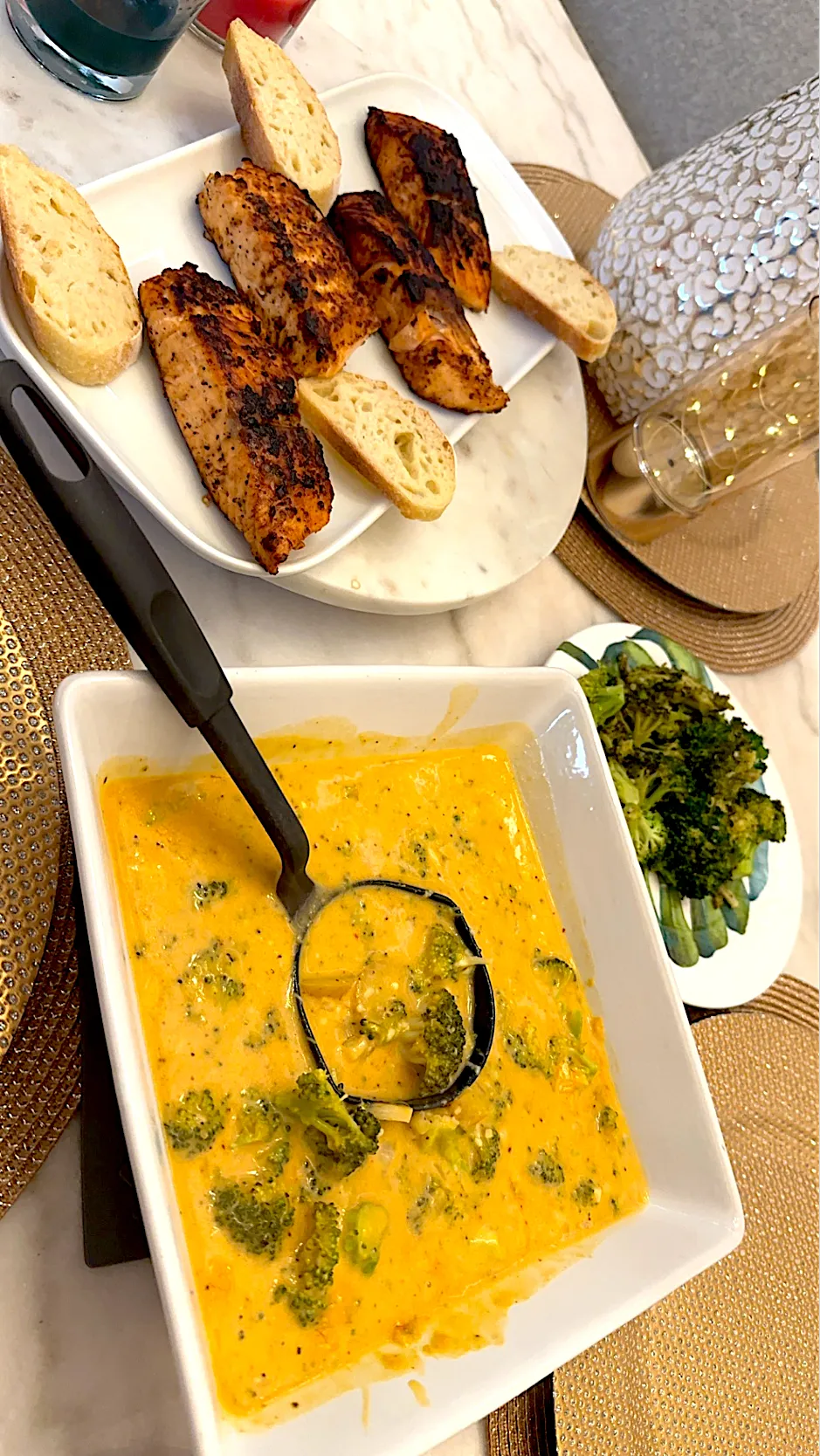 Blackened Salmon with Cheddar broccoli soup|Tawanjaさん