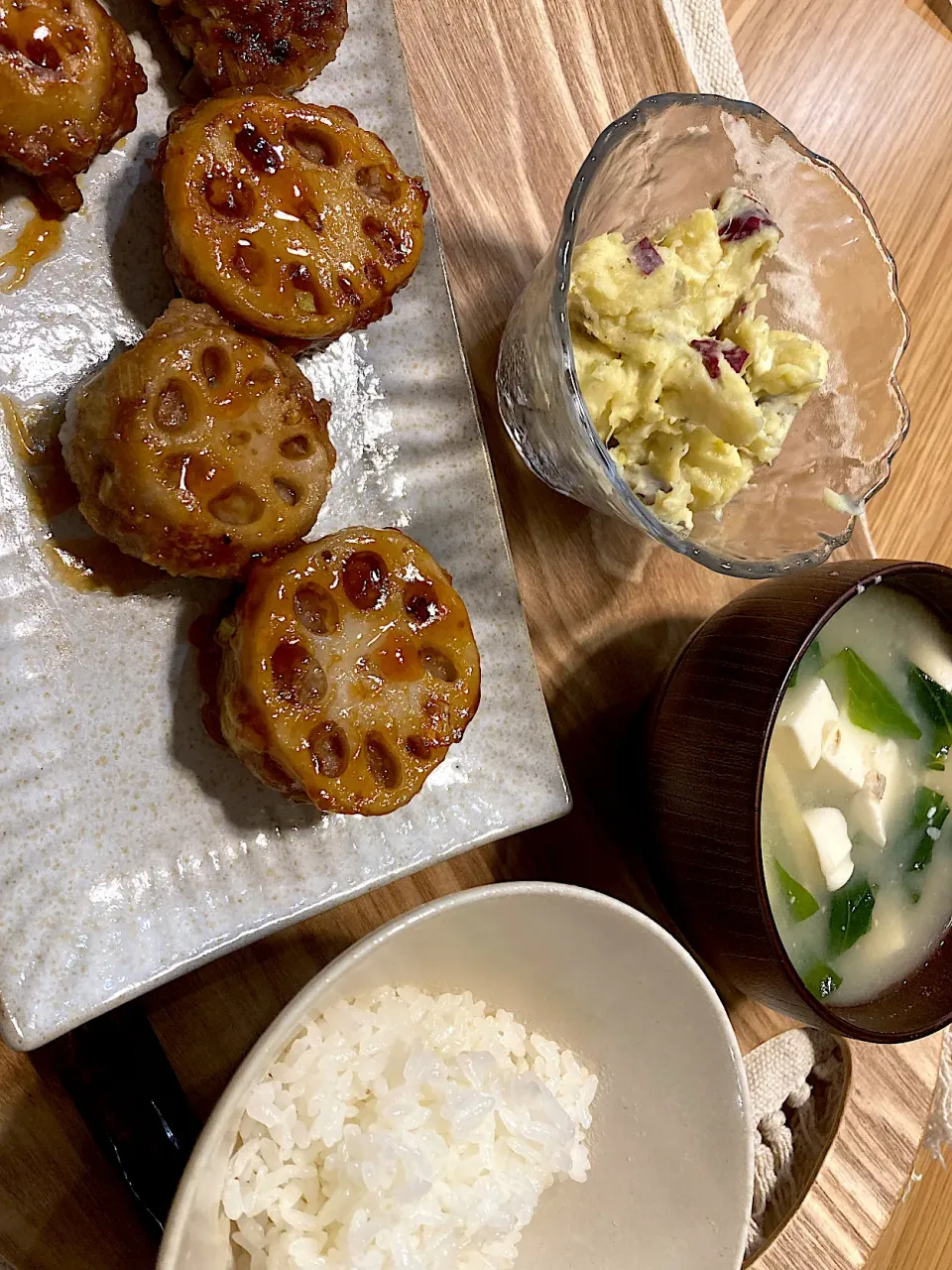 れんこん挟み焼きとさつまいものクリームチーズサラダ|Maさん