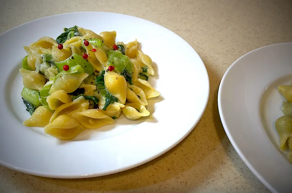 ねぎと青梗菜のパスタ|さちまるさん