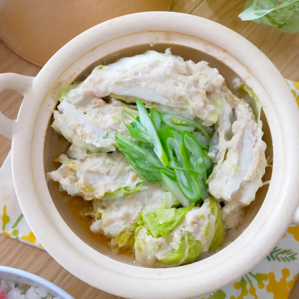 鶏ひき肉と白菜の重ね蒸し|ともさん