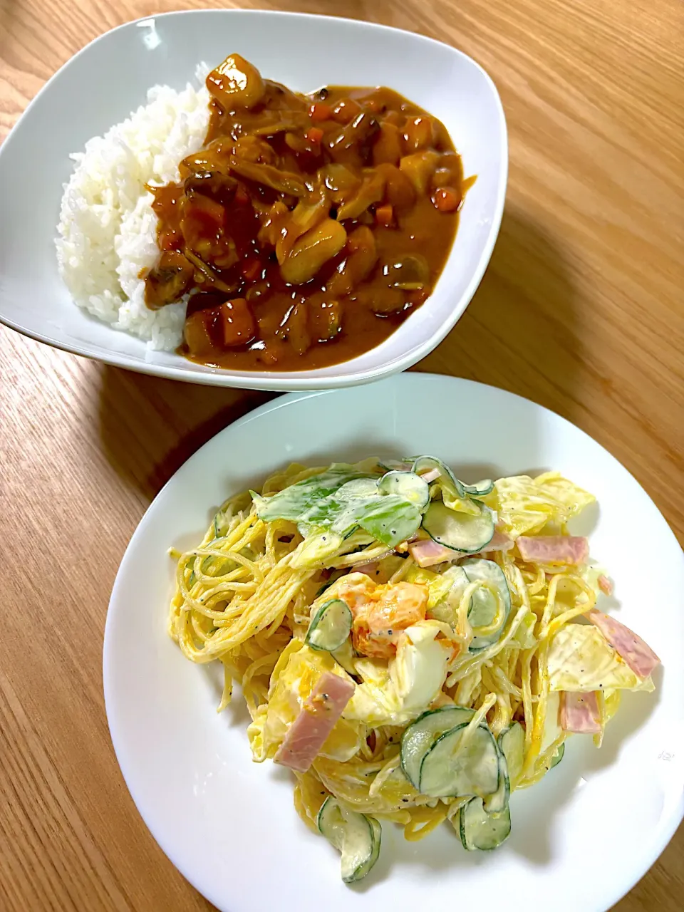 カレーライスとスパサラ|5ma⭐︎さん