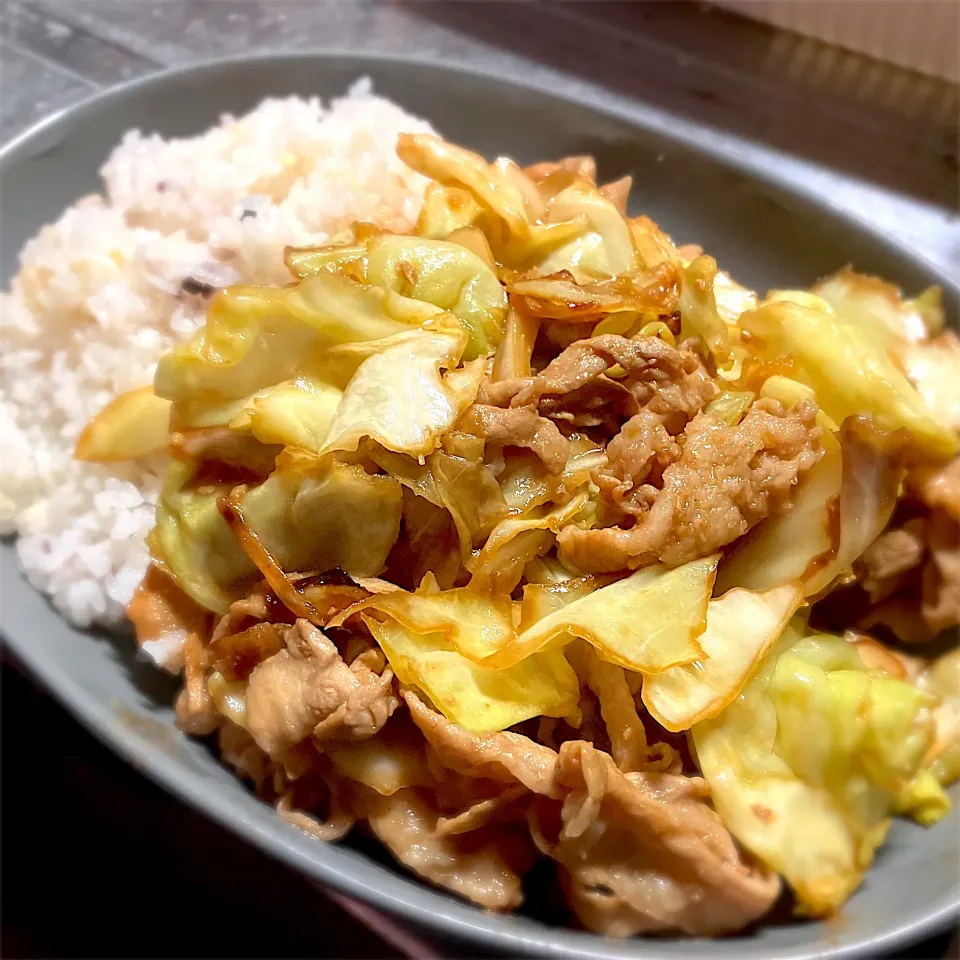 今夜は、豚バラとキャベツの回鍋肉飯を頂きました😋👍🎵|ギムレットさん