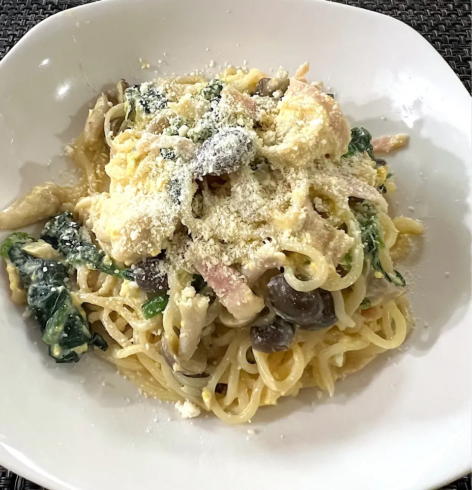 【長女の昼食】糖質オフ麺で豆乳クリームチーズパスタ|まひるさん