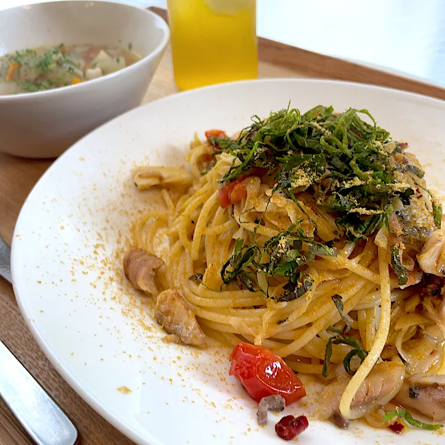 ネギと鯵の干物のペペロンチーノランチ|pontalさん