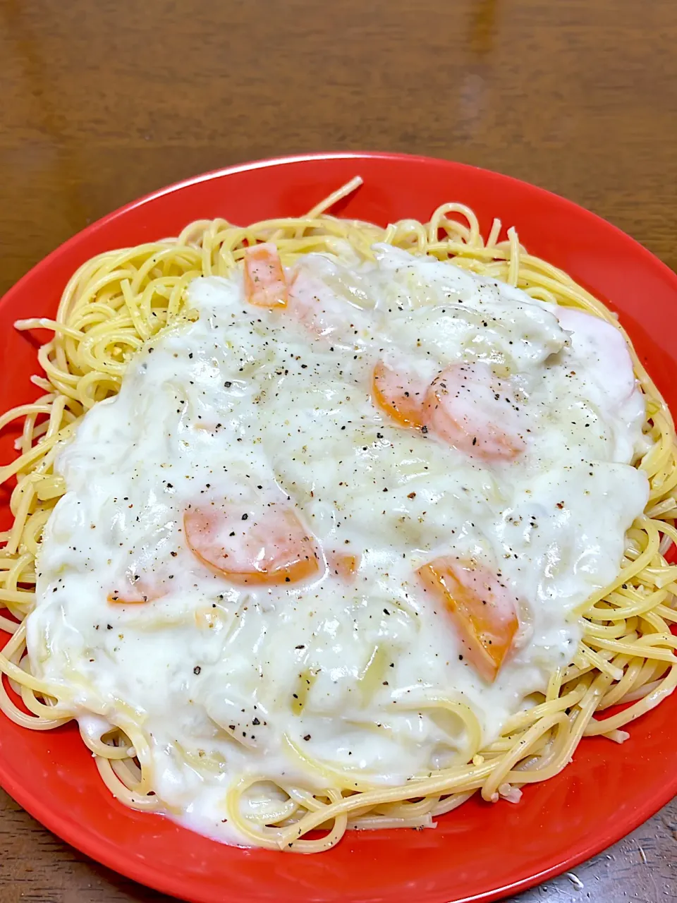 高タンパククリームパスタ|かも宮大すけさん