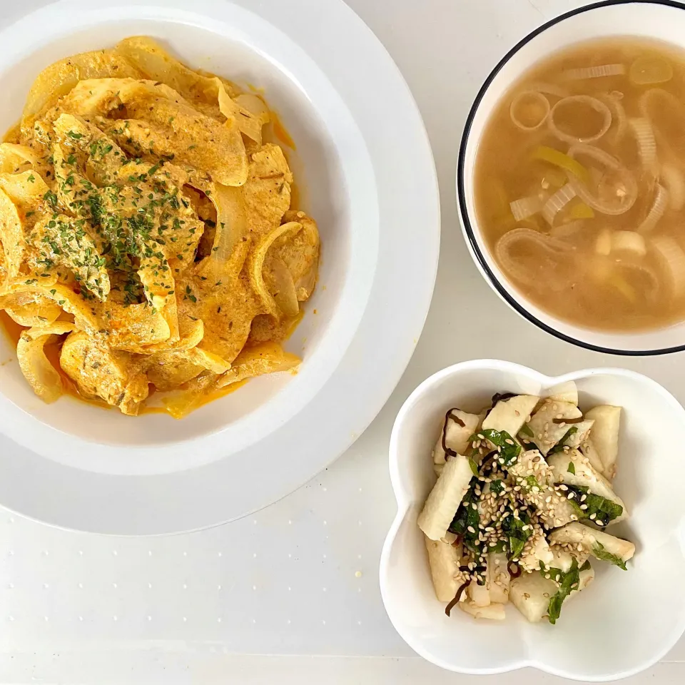 タンドリー鶏むねチキン、山芋と大葉のさっぱり和え、お味噌汁|ららさん