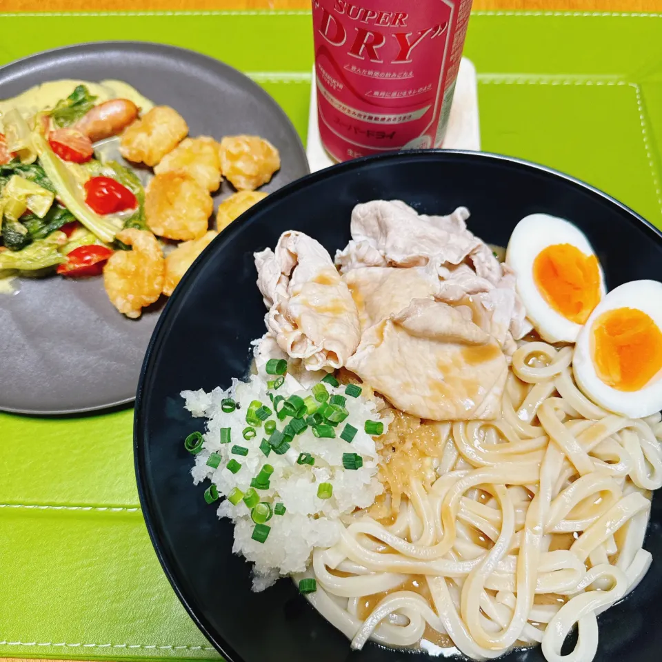 冷しゃぶうどん
エビのフリッター
ロメインレタス、ミニトマト、ウインナー炒め|naoさん