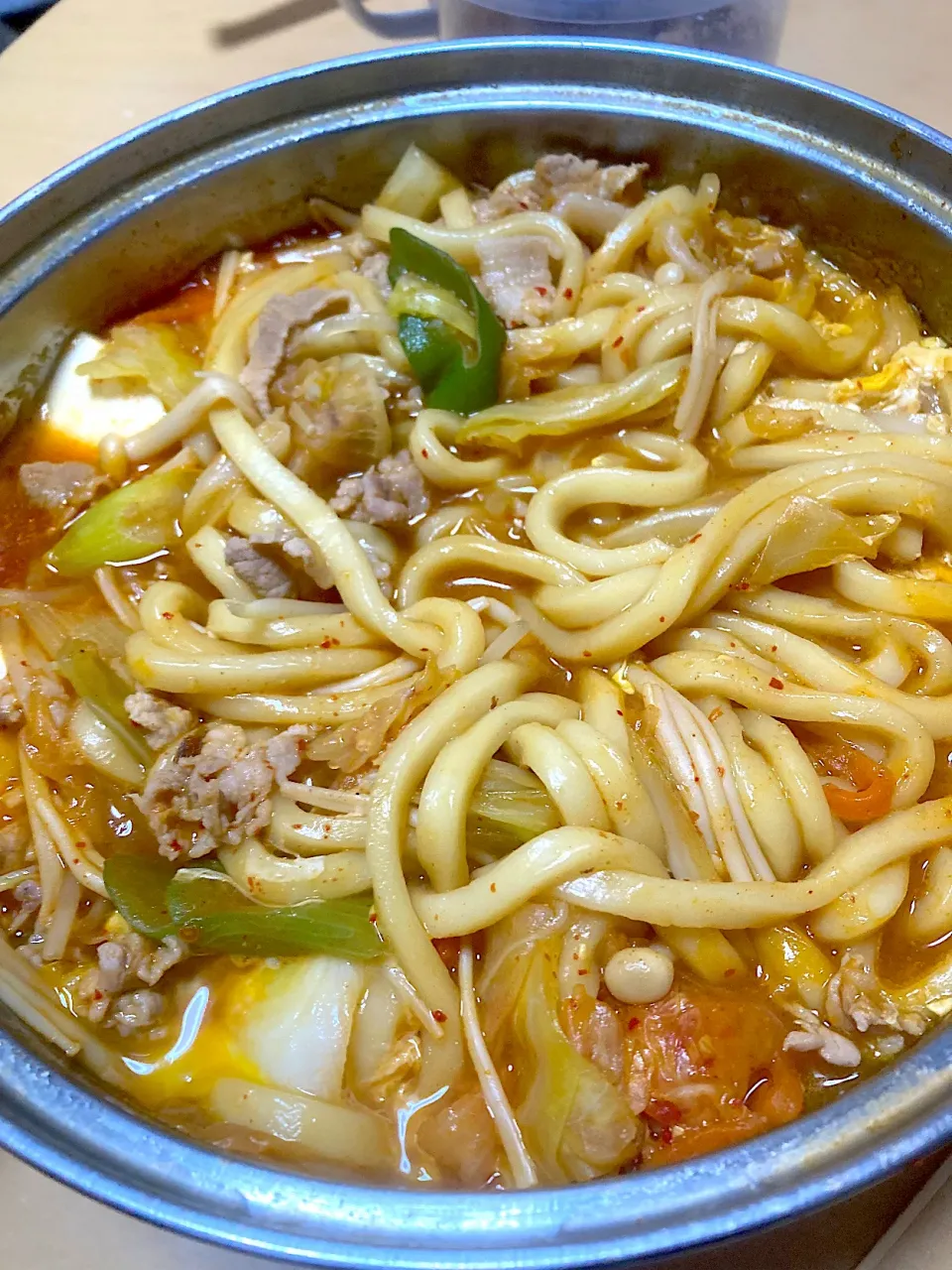 Snapdishの料理写真:単身赴任中の男飯(スンドゥブうどん)|おおもりの星さん