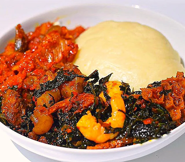 Dinner is served!
 Nigerian vegetables soup and Tomato stew to be eaten with wheat swallow.|MOさん