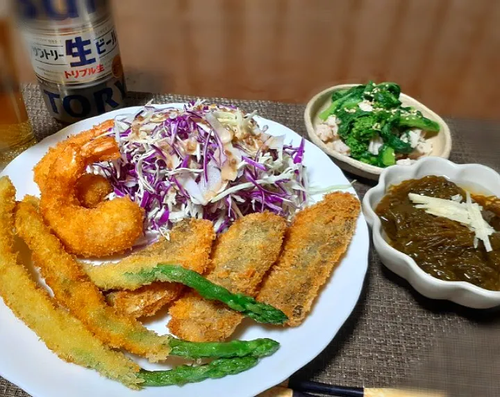 鯵フライ🐟
えびフライ🦐
アスパラフライ🌿|びせんさん