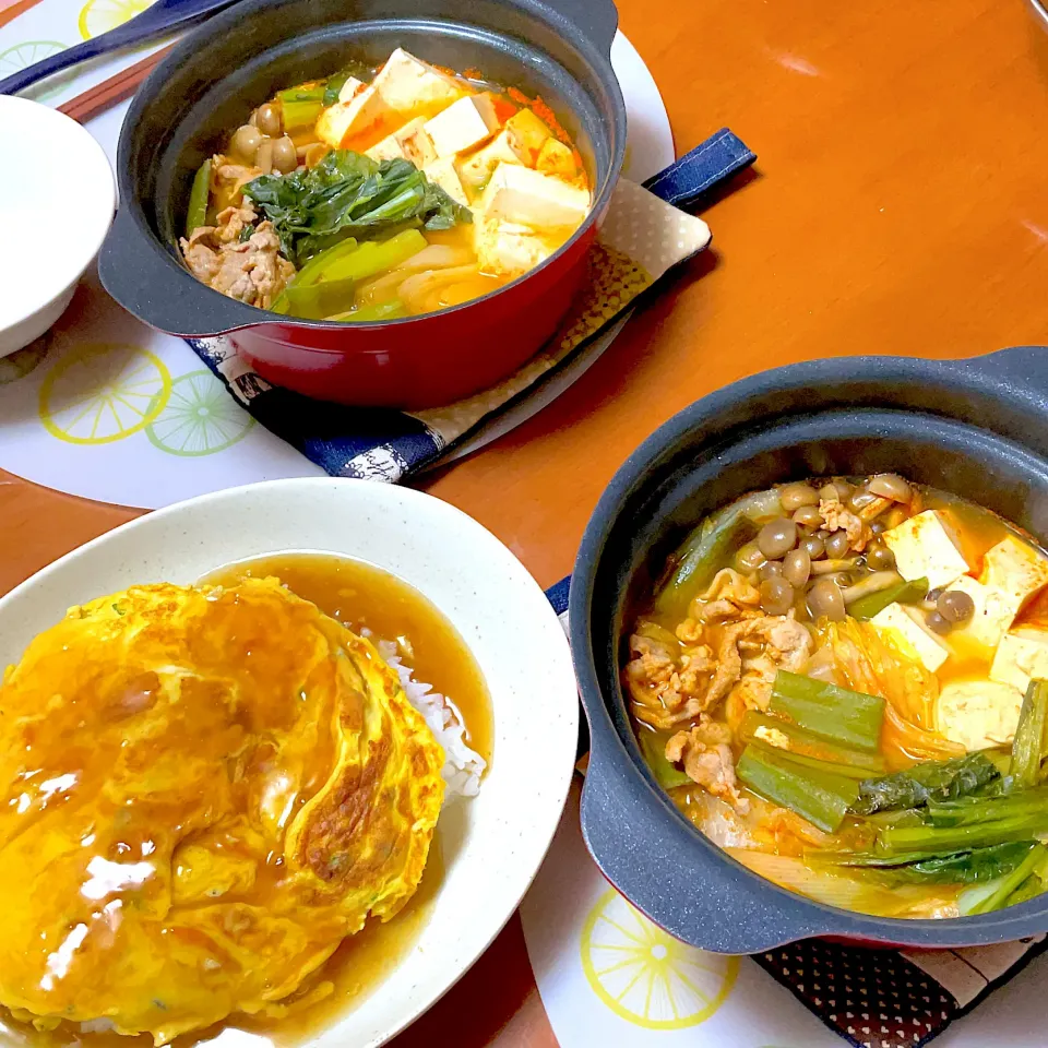 Snapdishの料理写真:キムチ鍋と天津飯🍚|ももちゃんさん