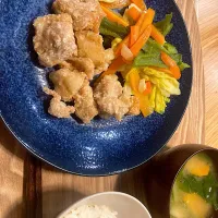 Snapdishの料理写真:塩唐揚げと色々野菜のオイル蒸し|Maさん