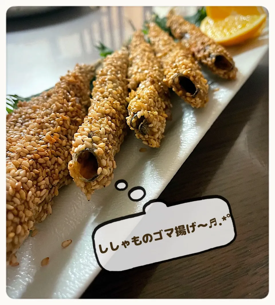 Snapdishの料理写真:☆Yumi☆さんの料理 ししゃものゴマ揚げ～🎵|yucca@さん