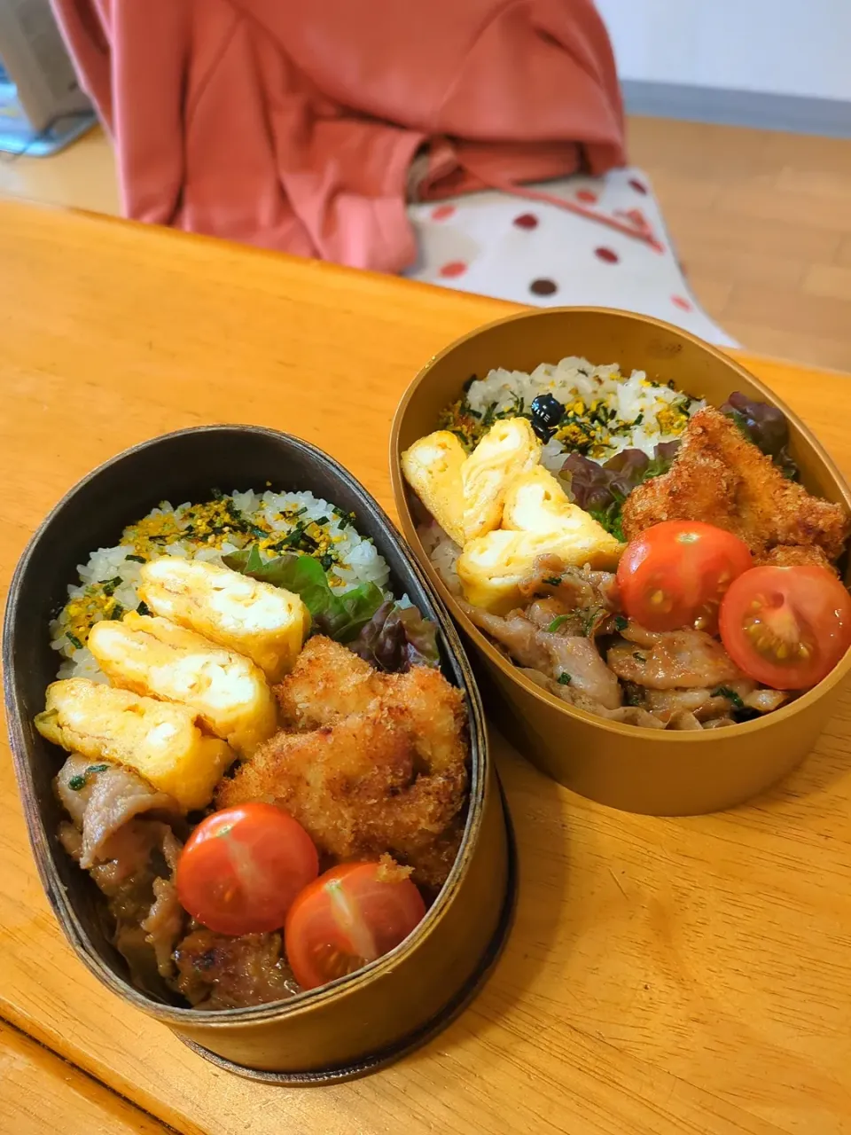 チキンカツと豚肉の大葉味噌焼き弁当|さやかさん