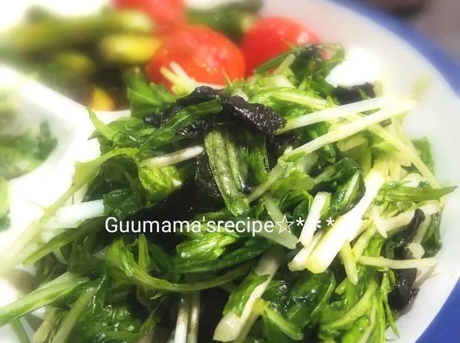 しょうが香る♡シャキシャキ食感♡水菜の海苔のサラダ|Guuママさん