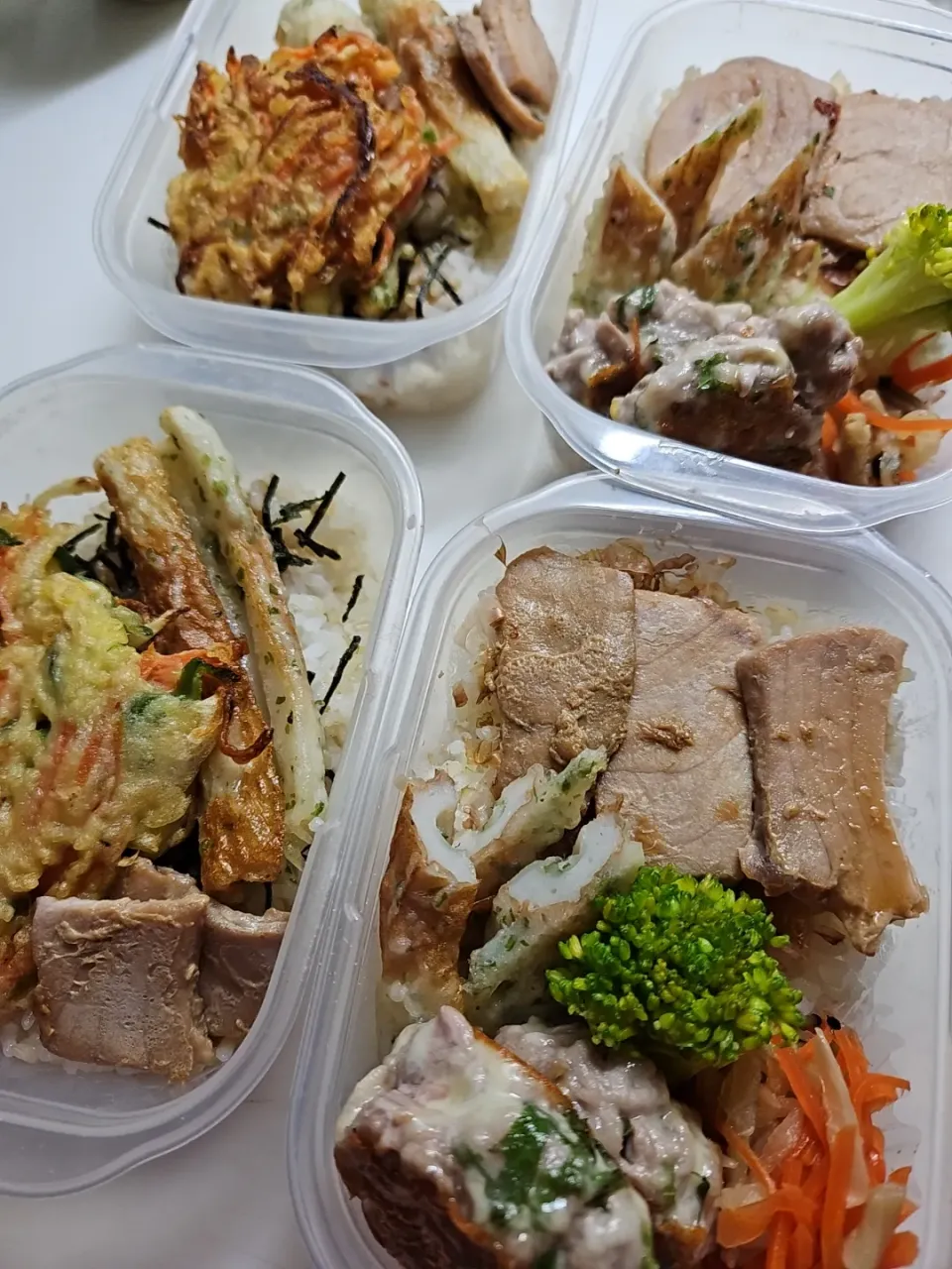 ☆冷凍弁当☆かき揚げ竹輪海苔弁、鮪照焼、豚バラシソチーズ弁当|ｼｮｺﾗさん