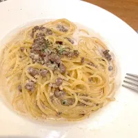 ミートクリームパスタ🍝|はちみつぱんさん