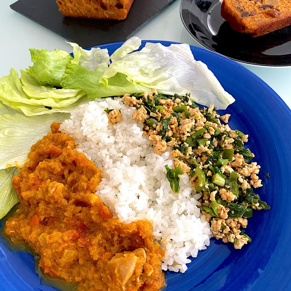 チキンマサラカレーとガパオのコンビプレート|okazuさん