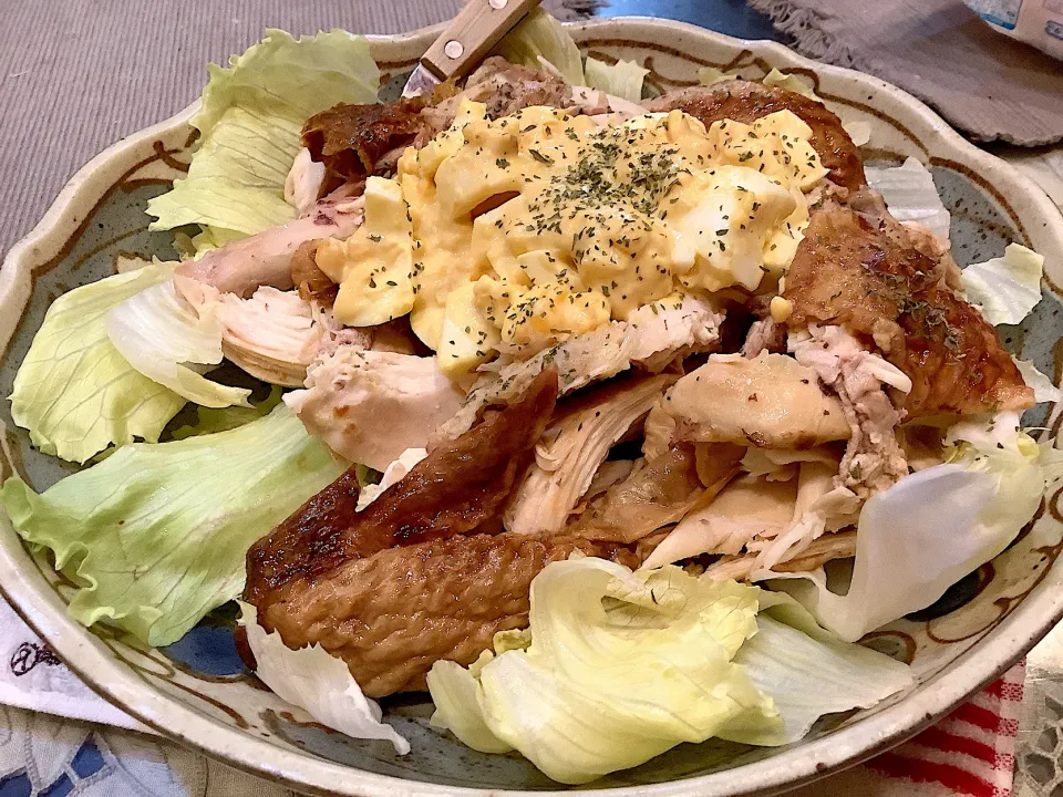 チキン🍗サラダ🥗😋|アライさんさん