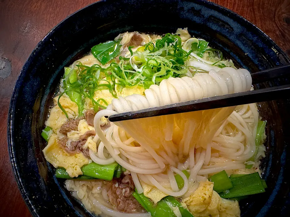 牛ニラ玉温めん|半田手延べそうめんの店 阿波や壱兆さん