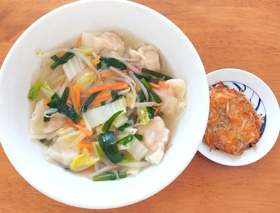 2024 0318　水餃子と春雨の野菜スープ　しらす天|いもこ。さん